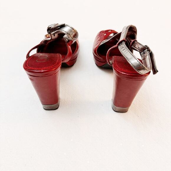 Apepazza Carol Red Leather Platform Peep Toe Heel  Shoes SZ9 - Picture 6 of 8